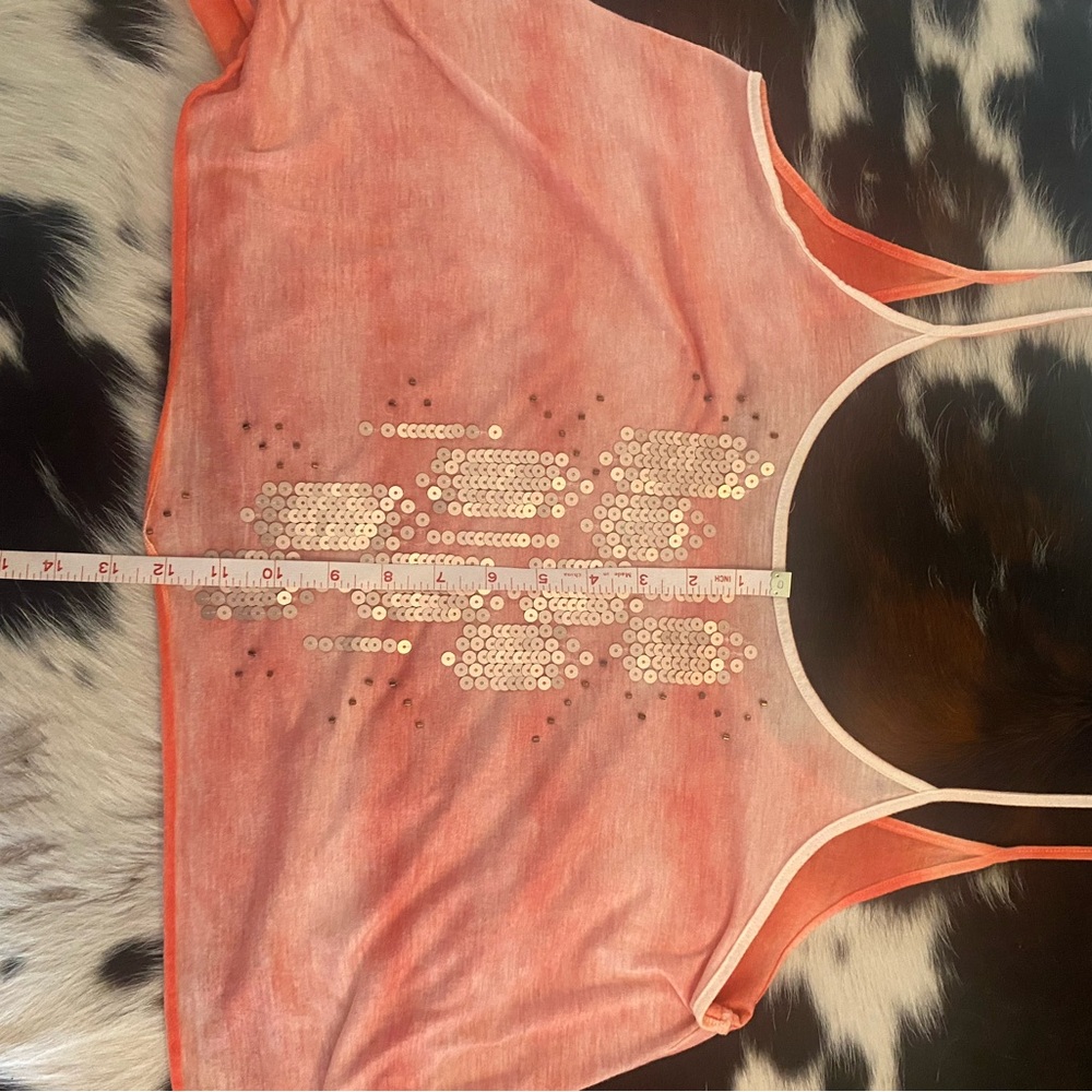 🌟 Just in 🌟 Decree Orange/peach coral 🪸 Sequin Handkerchief Hem Cami tie dyed - Picture 6 of 10